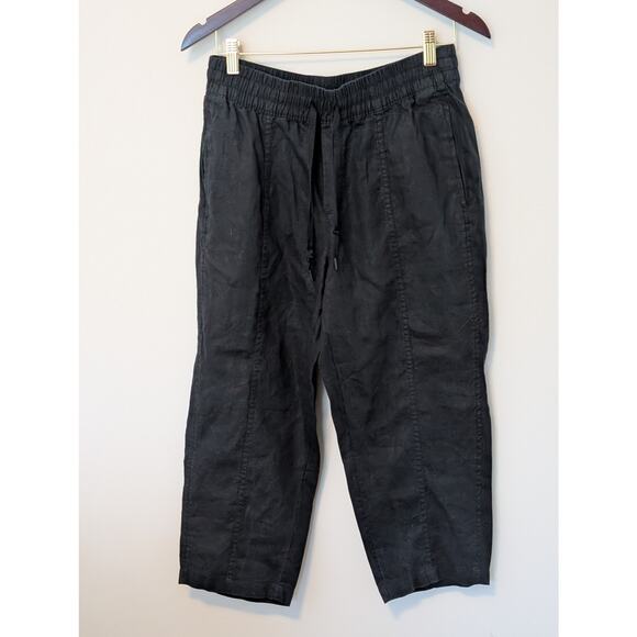 Athleta Black Retreat Linen High Rise Ankle Pants - Small Petite - Picture 2 of 7